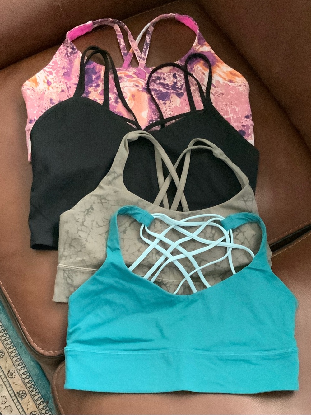 BUNDLE OF FOUR (4) lululemon tank tops/bras EUC